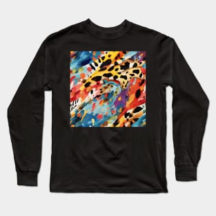 Unique Colorful Wild Animal Print Painted Pattern Long Sleeve T-Shirt